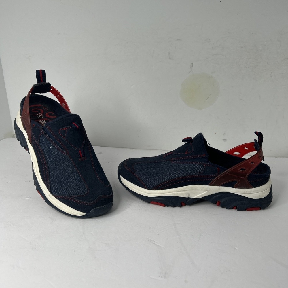 Womens Cross Trekker Leather Collection Denim Slingback Athletic Mules‎ US Sz 8